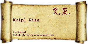 Knipl Riza névjegykártya
